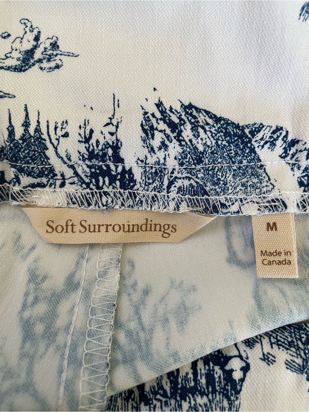 Soft Surroundings Blue / White Toile Print Stretch Pants Size M - Picture 4 of 5